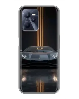 Чехол для Realme C35 с картинкой «Lamborghini золотые линии»