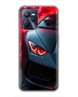 Чехол для Realme C35 с картинкой «Lamborghini красное сияние»