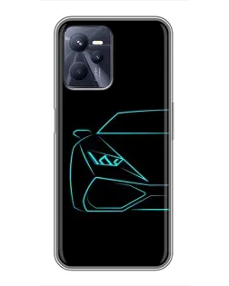Чехол для Realme C35 с картинкой «Голубой силуэт Lamborghini»