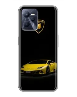 Чехол для Realme C35 с картинкой «Lamborghini желтый акцент»