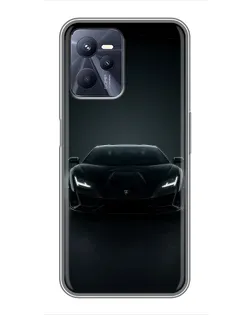 Чехол для Realme C35 с картинкой «Черный Lamborghini Aventador»