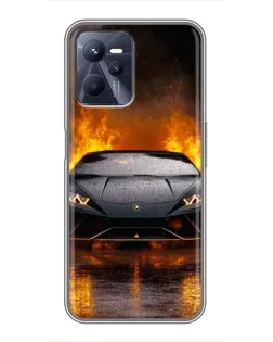 Чехол для Realme C35 с картинкой «Lamborghini в огне»