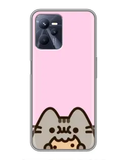 Чехол для Realme C35 с картинкой «Pusheen и печенье»