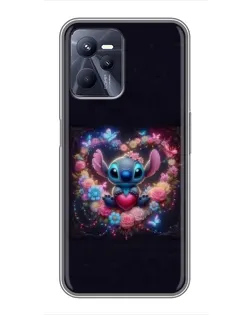 Чохол для Realme C35 з картинкою «Stitch у квітах»