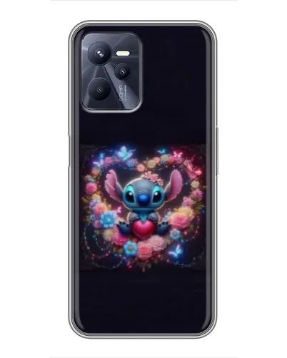Чехол для Realme C35 с картинкой «Stitch в цветах»
