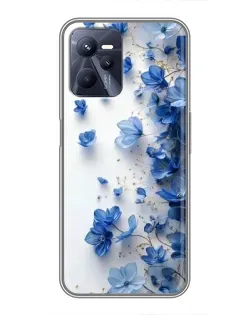 Чехол для Realme C35 с картинкой «Голубой цветочный каскад»