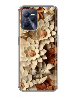 Чехол для Realme C35 с картинкой «Бежевый флористический декор»