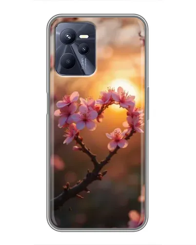 Чехол для Realme C35 с картинкой «Розовый цвет сердце на фоне заката» Чехол для Realme C35 с картинкой «Розовый цвет сердце на фоне заката»