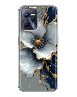 Чехол для Realme C35 с картинкой «Белый цветок и золотой флюид»