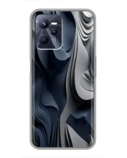 Чехол для Realme C35 с картинкой «Объемные синие складки»