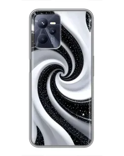 Чехол для Realme C35 с картинкой «Черно-белая спираль»
