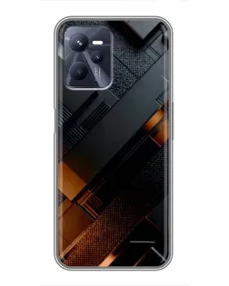 Чехол для Realme C35 с картинкой «Черные геометрические блоки»