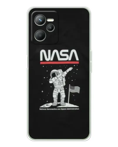 Чехол для Realme C36 с картинкой «NASA — шагаем по Луне»