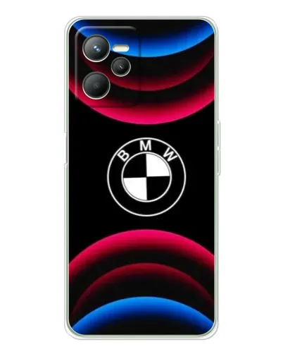 Чехол для Realme C36 с картинкой «Логотип BMW и неоновые дуги»