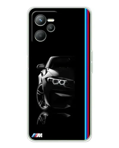 Чехол для Realme C36 с картинкой «Силуэт BMW в темноте»