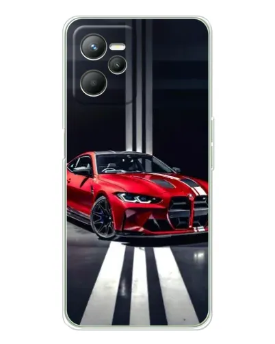 Чехол для Realme C36 с картинкой «Красная BMW на дороге»
