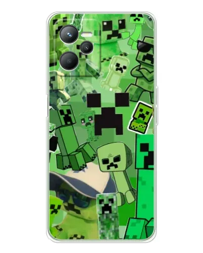 Чехол для Realme C36 с картинкой «Криперы Minecraft»
