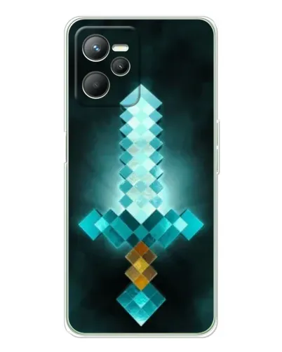 Чехол для Realme C36 с картинкой «Алмазный меч неон»