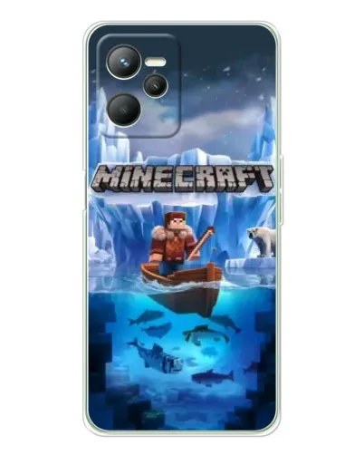 Чехол для Realme C36 с картинкой «Minecraft ледяной мир»