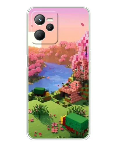 Чехол для Realme C36 с картинкой «Розовое дерево Minecraft»