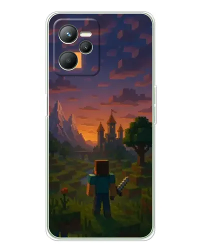 Чехол для Realme C36 с картинкой «Стив у башни»