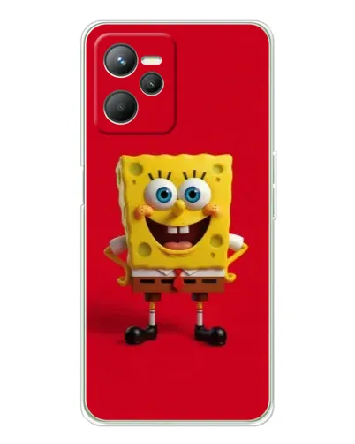 Чехол для Realme C36 с картинкой «Спанч Боб на красном»