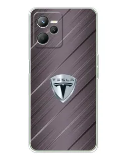 Чехол для Realme C36 с картинкой «Металлическая текстура Tesla»