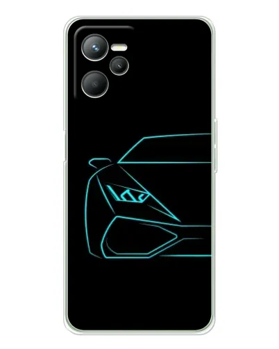 Чехол для Realme C36 с картинкой «Голубой силуэт Lamborghini»