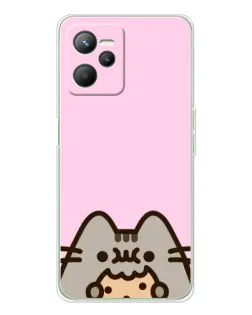 Чехол для Realme C36 с картинкой «Pusheen и печенье»