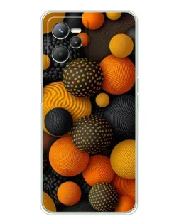 Чехол для Realme C36 с картинкой «Объемные оранжевые сферы»