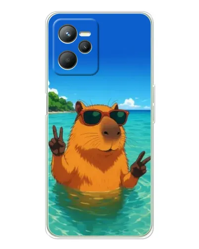 Чехол для Realme C36 с картинкой «Морская капибара»