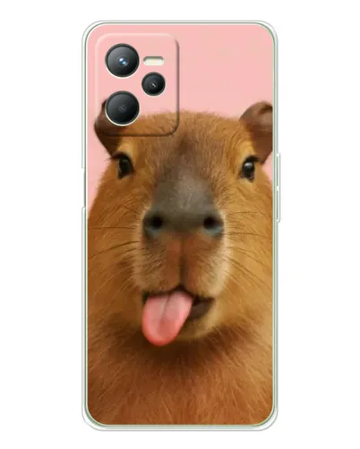 Чехол для Realme C36 с картинкой «Капибара с языком»