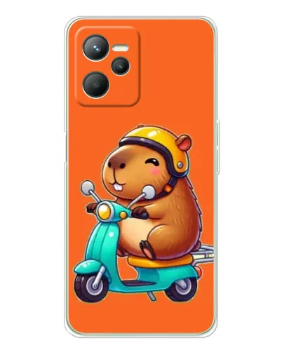 Чехол для Realme C36 с картинкой «Капибара на скутере»