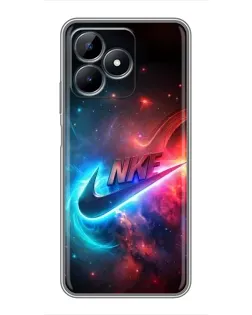 Чехол для Realme C51 с картинкой «Огненный логотип Nike»