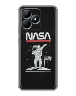 Чохол для Realme C51 з картинкою «NASA — крокуємо по Місяцю»