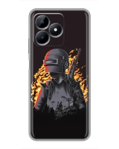 Чохол для Realme C51 з картинкою «PUBG — вогняний силует»