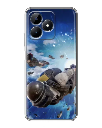 Чохол для Realme C51 з картинкою «Десант PUBG — стрибок»