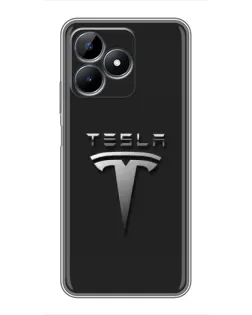 Чохол для Realme C51 з картинкою «Сталевий логотип Tesla»