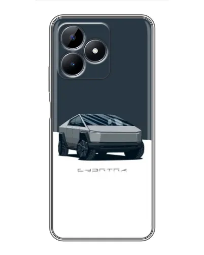 Чехол для Realme C51 с картинкой «Серебристый Cybertruck Tesla»
