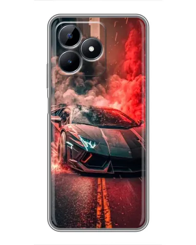 Чехол для Realme C51 с картинкой «Lamborghini красный дым»