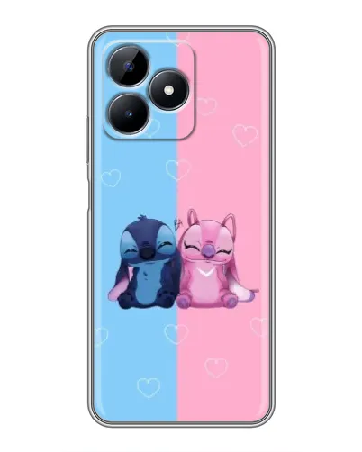 Чехол для Realme C51 с картинкой «Stitch и Angel Love»