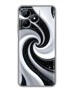 Чохол для Realme C51 з картинкою «Чорно-біла спіраль»