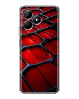 Чехол для Realme C51 с картинкой «Красная глянцевая сетка»