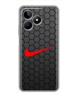 Чехол для Realme C53 с картинкой «Nike — карбоновая сетка»