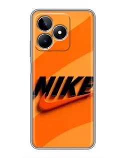 Чехол для Realme C53 с картинкой «Оранжевый драйв Nike»