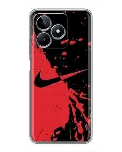 Чехол для Realme C53 с картинкой «Красные брызги Nike»
