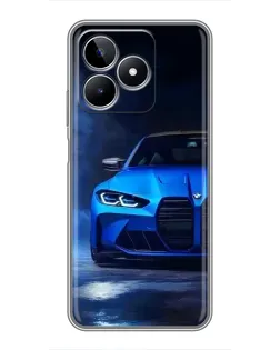 Чехол для Realme C53 с картинкой «Голубая BMW M4»