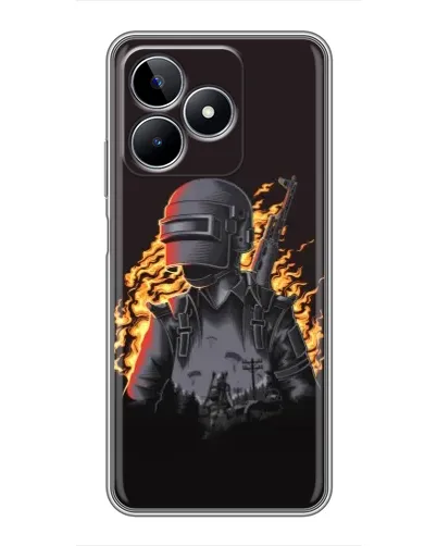 Чехол для Realme C53 с картинкой «PUBG — огненный силуэт»