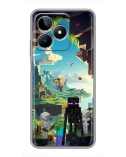 Чехол для Realme C53 с картинкой «Эндермен в лесу»