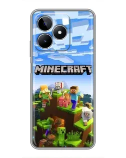 Чехол для Realme C53 с картинкой «Minecraft классический мир»